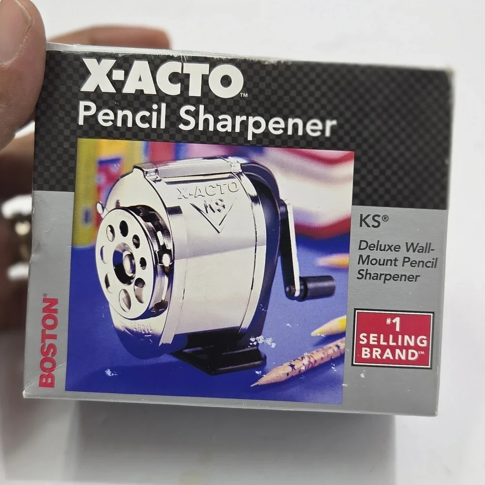 VTG 2003 X-ACTO BOSTON KS DELUXE PENCIL SHARPENER WALL MOUNT MANUAL CHROME NIB